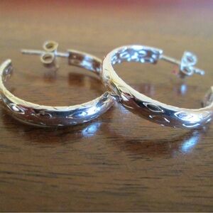 Sterling Silver Etched Hoop Earrings